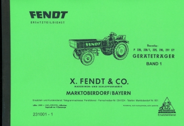Ersatzteilliste für Fendt Typ GT 220, 220/1, 225, 230, 231, Band I